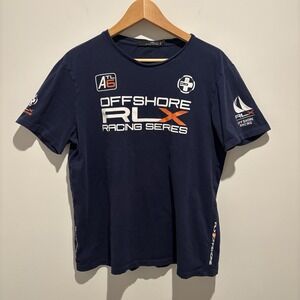 Vintage Ralph Lauren Shirt Men's L Navy  RLX Offshore Sailing Racing Team Series